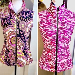 JUDE CONNALLY Reversible Quilted  Lightweight Vest Bold Multicolor/Zebra ~S🧡